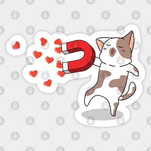 Cat love magnet Sticker by white.ink